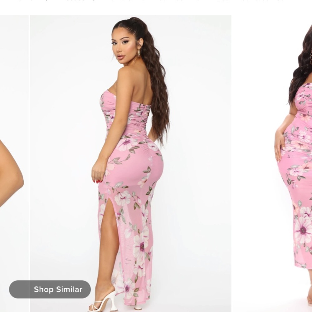 Pink Floral Mesh Maxi Dress- Fashion Nova